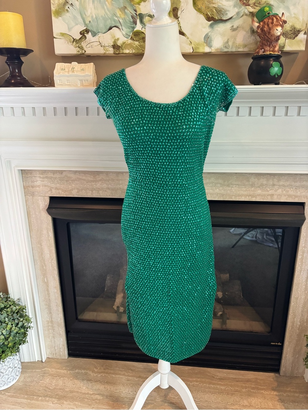 Vintage Stunning JO-RO Imports Embellished Hand-Made/Knit Wool Sequin Dress